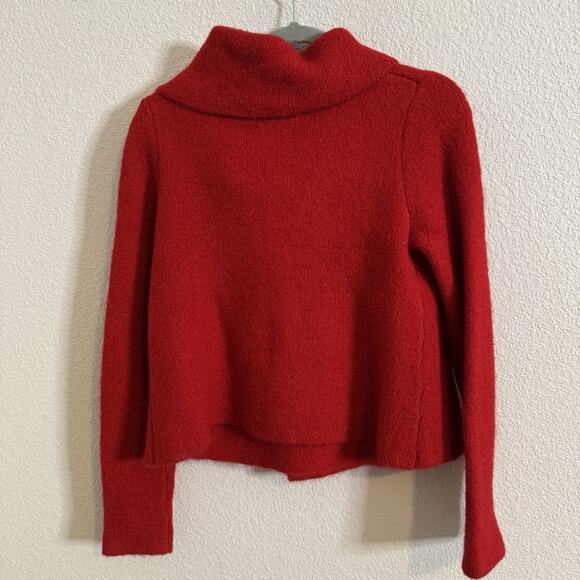 Adrienne Vittadini Red Sweater Medium Shawl Collar Wrap Button Front Soft Knit - Picture 2 of 5
